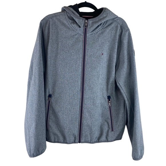 Tommy Hilfiger Men’s Gray Full Zip Water Resistant Hooded Jacket Coat Sz M‎ - Picture 1 of 10